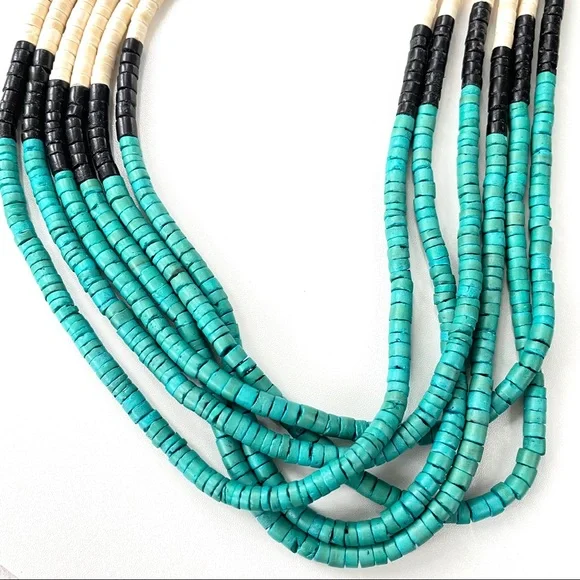 Vintage 1970s Muti Strand Multi-color Coconut Shell Beaded Necklace - Picture 5 of 13